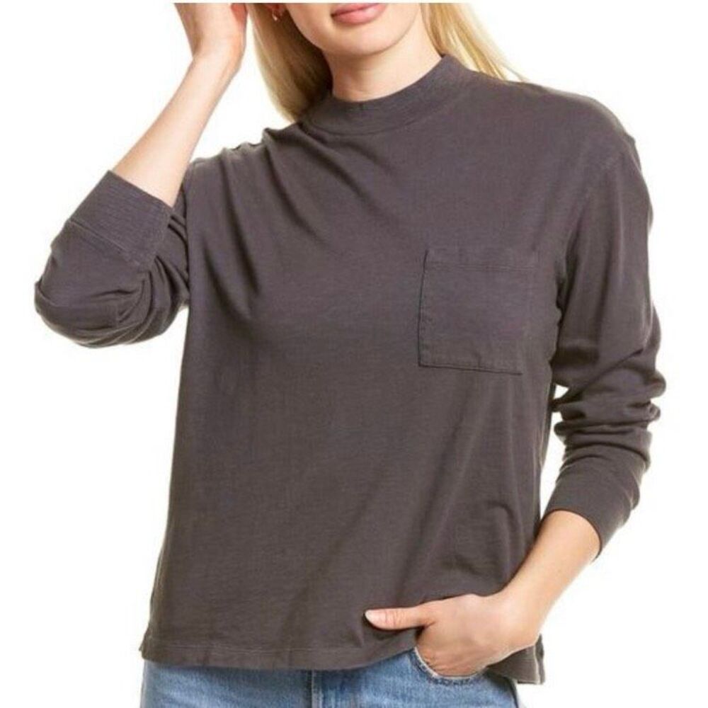 Madewell Charcoal Long Sleeve Dolman Top Pocket Tee Boxy Fit XL #500